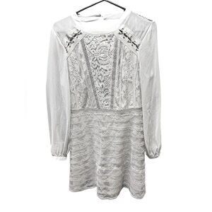 Topshop lace chiffon dove gray mini dress embroidered ethereal prom party rare 8